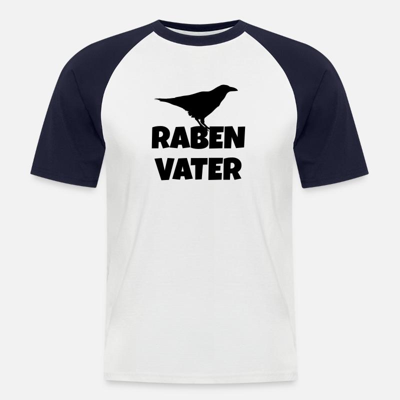 Rabenvater - Männer Baseball-T-Shirt - Weiß/Navy