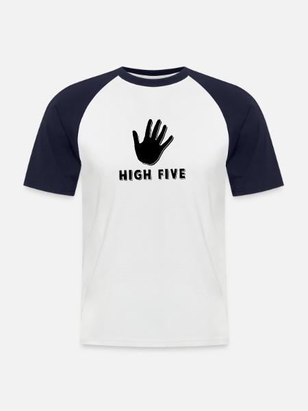 High Five - Men's Baseball T-Shirt - white/navy