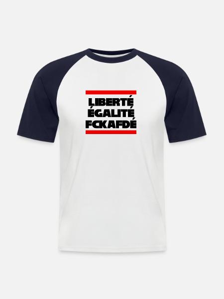 Gegen die AfD - Männer Baseball-T-Shirt - Weiß/Navy