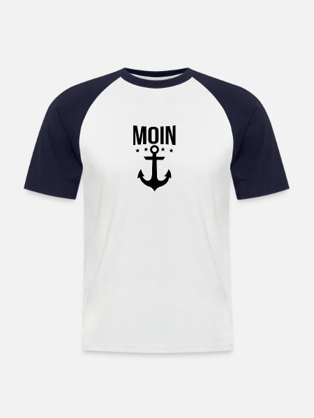 Moin, Anker - Männer Baseball-T-Shirt - Weiß/Navy