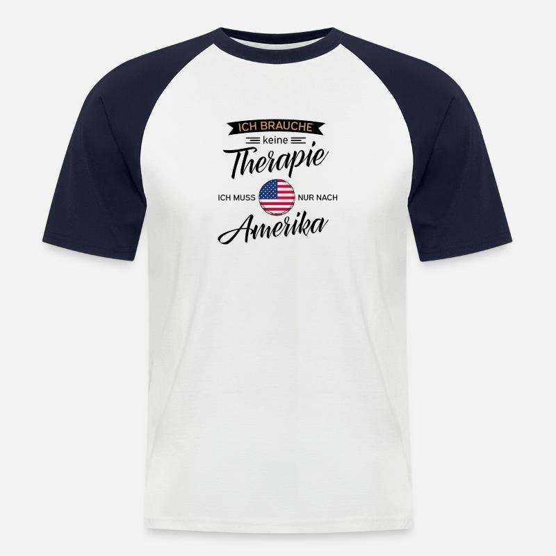 Amerika - Männer Baseball-T-Shirt - Weiß/Navy