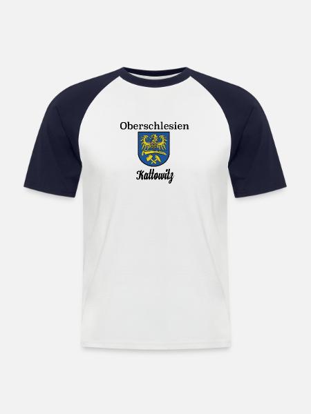 Oberschlesien - Männer Baseball-T-Shirt - Weiß/Navy