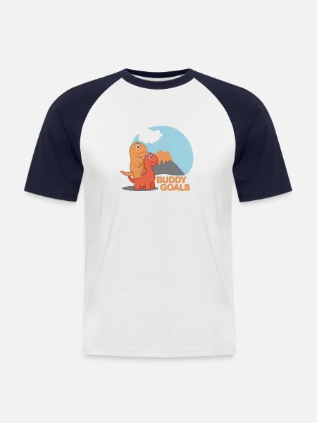 Dinosaurier - Männer Baseball-T-Shirt - Weiß/Navy