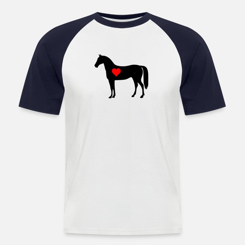 Cheval cheval équitation - T-shirt baseball manches courtes Homme - blanc/marine
