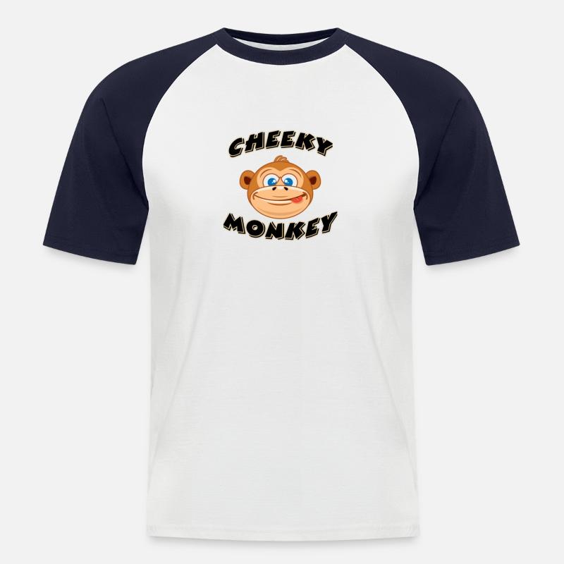 Der freche Affe - Männer Baseball-T-Shirt - Weiß/Navy