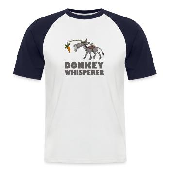 Eselflüsterer Esel Muli Maultier - Männer Baseball-T-Shirt - Weiß/Navy - Vorne - Nik (191cm)