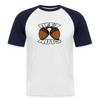 Deez Nuts - T-shirt baseball manches courtes Homme - blanc/marine - Devant - Nik (191cm)