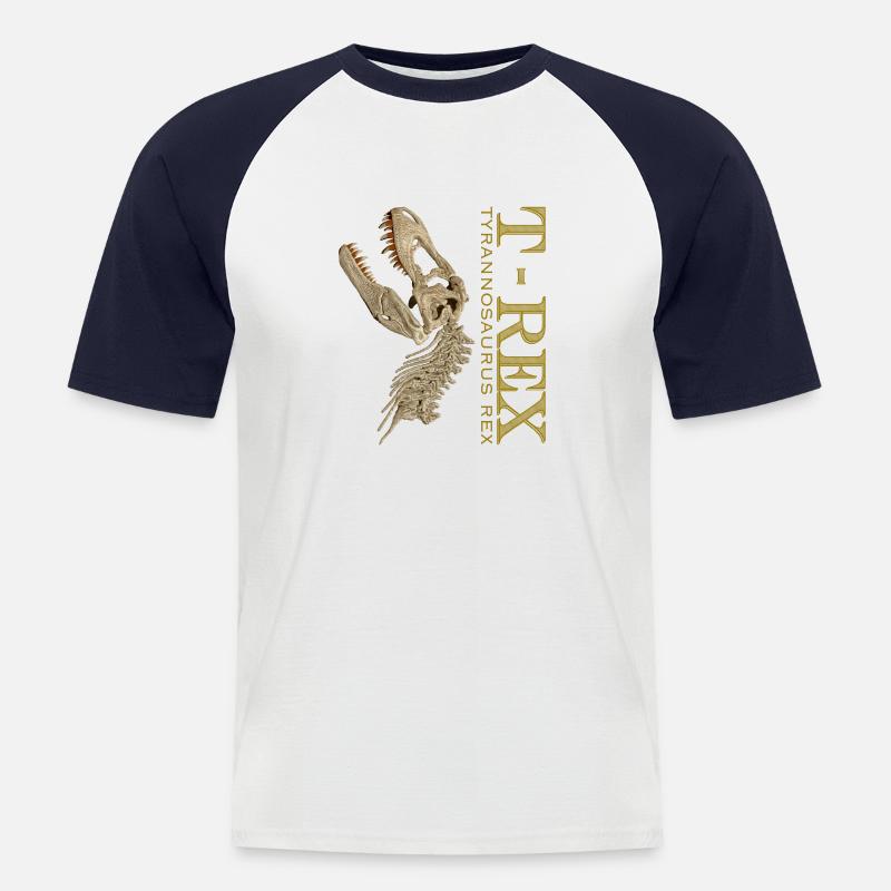 T-Rex Schädel bone - Männer Baseball-T-Shirt - Weiß/Navy