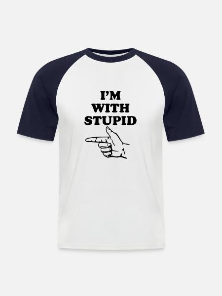 I'm with stupid - Männer Baseball-T-Shirt - Weiß/Navy