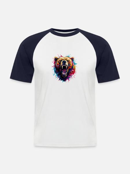 Grizzly bear - Men's Baseball T-Shirt - white/navy