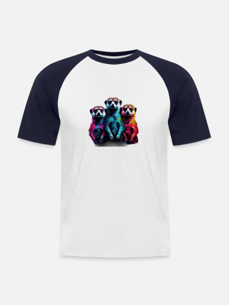 Erdmännchen-Freunde - Männer Baseball-T-Shirt - Weiß/Navy