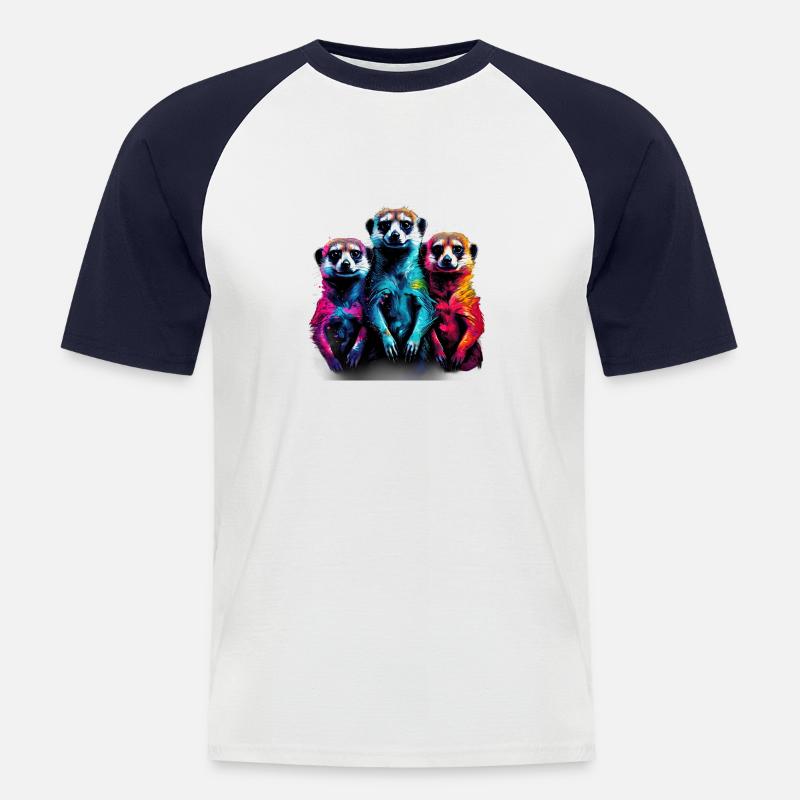 Erdmännchen-Freunde - Männer Baseball-T-Shirt - Weiß/Navy