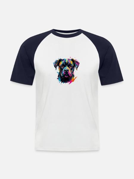 Bunter Rottweiler - Männer Baseball-T-Shirt - Weiß/Navy