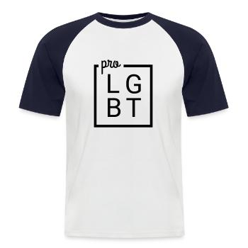 pro LGBT B/W black - Männer Baseball-T-Shirt - Weiß/Navy - Vorne - Nik (191cm)