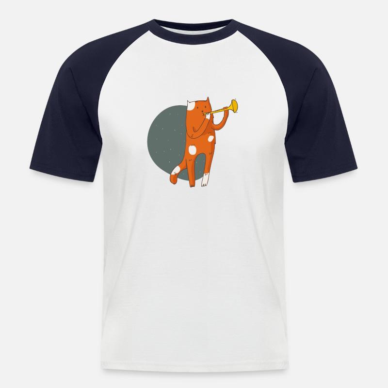 Katze - Männer Baseball-T-Shirt - Weiß/Navy