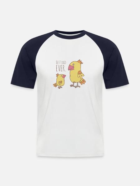 Vogel Papa - Männer Baseball-T-Shirt - Weiß/Navy