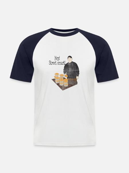 Streetfood - Männer Baseball-T-Shirt - Weiß/Navy