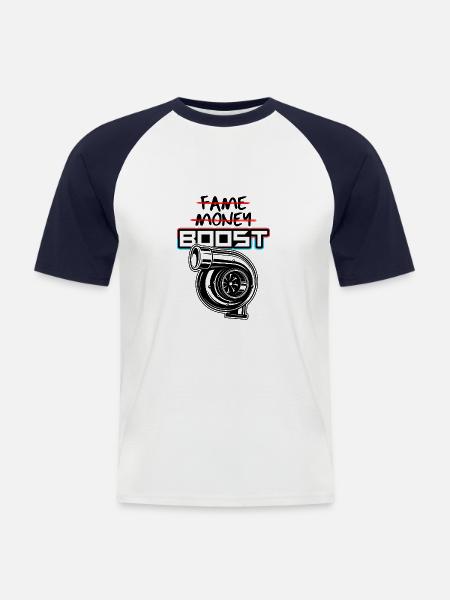 Boost Turbo Autos Tuning - Männer Baseball-T-Shirt - Weiß/Navy