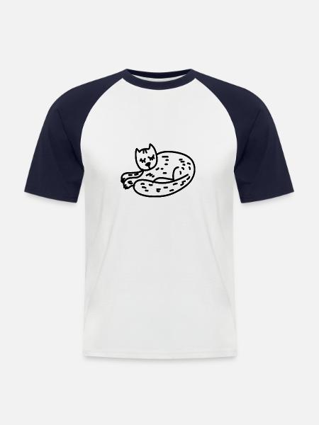 Katze - Männer Baseball-T-Shirt - Weiß/Navy