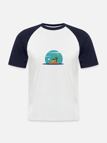 Sommer - Männer Baseball-T-Shirt - Weiß/Navy