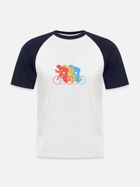 Fahrrad - Männer Baseball-T-Shirt - Weiß/Navy