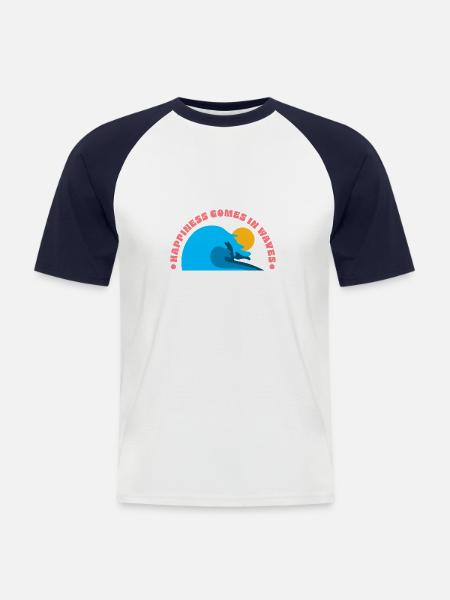 Sommer - Männer Baseball-T-Shirt - Weiß/Navy