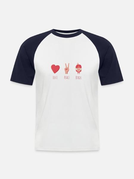 Vögel - Männer Baseball-T-Shirt - Weiß/Navy