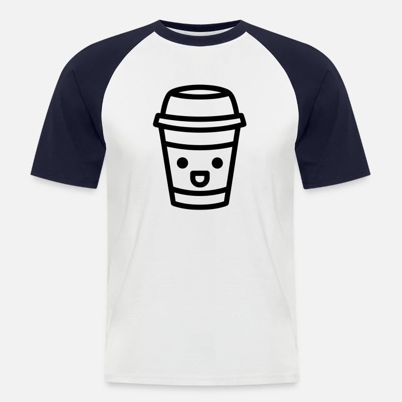 Kaffeebecher - Männer Baseball-T-Shirt - Weiß/Navy