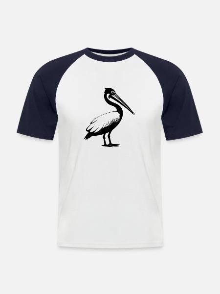 Pelikan - Kortærmet herre-baseballshirt - hvid/marineblå
