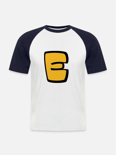 Alphabet E - Männer Baseball-T-Shirt - Weiß/Navy