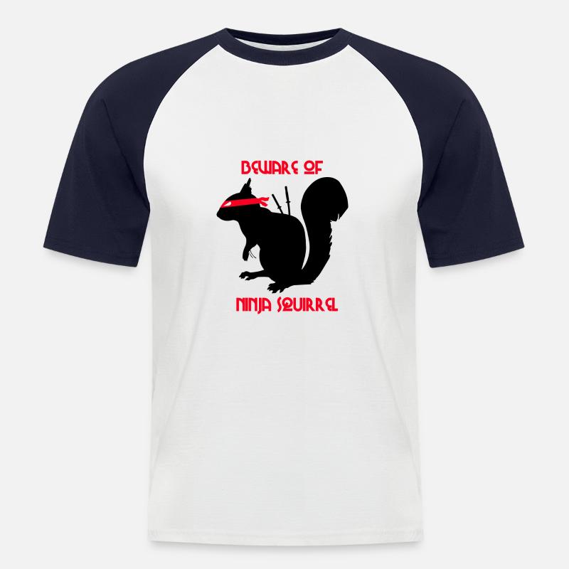 Beware of Ninja Squirrel Eichhörnchen - Männer Baseball-T-Shirt - Weiß/Navy