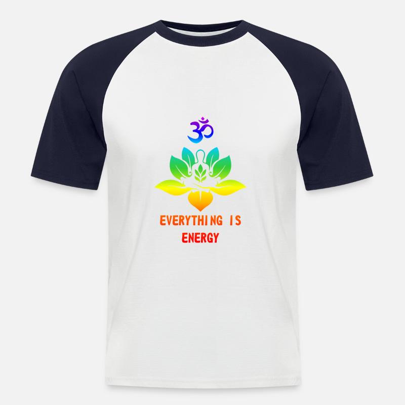 EVERYTHING IS ENERGY - CHAKRA - Männer Baseball-T-Shirt - Weiß/Navy