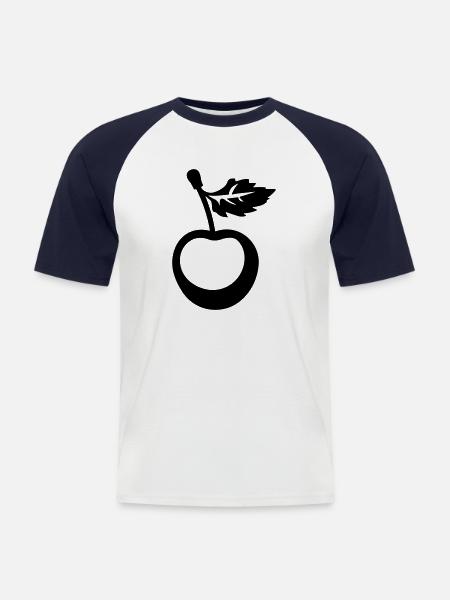 Kirsche - Männer Baseball-T-Shirt - Weiß/Navy
