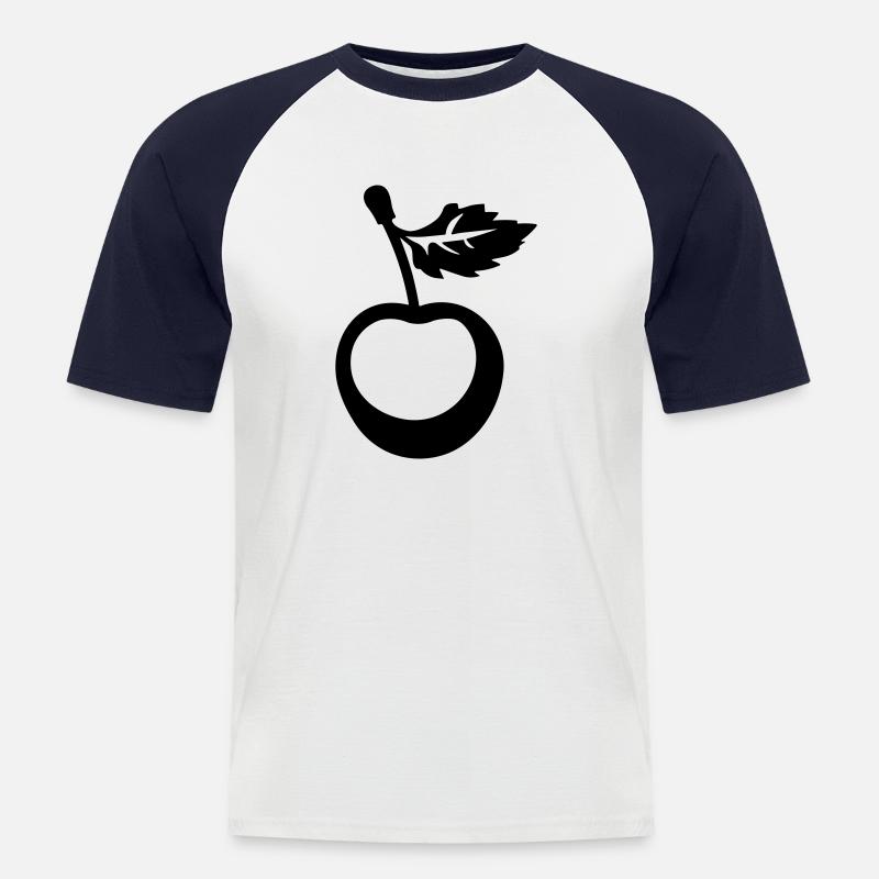 Kirsche - Männer Baseball-T-Shirt - Weiß/Navy