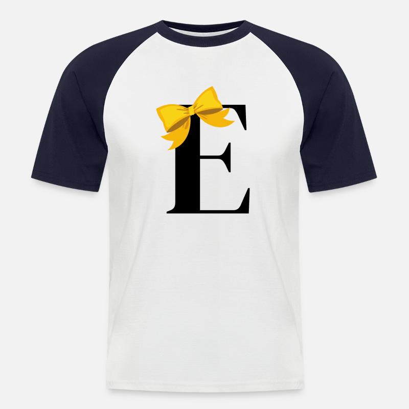 Buchstabe e gelbe Schleife - Männer Baseball-T-Shirt - Weiß/Navy
