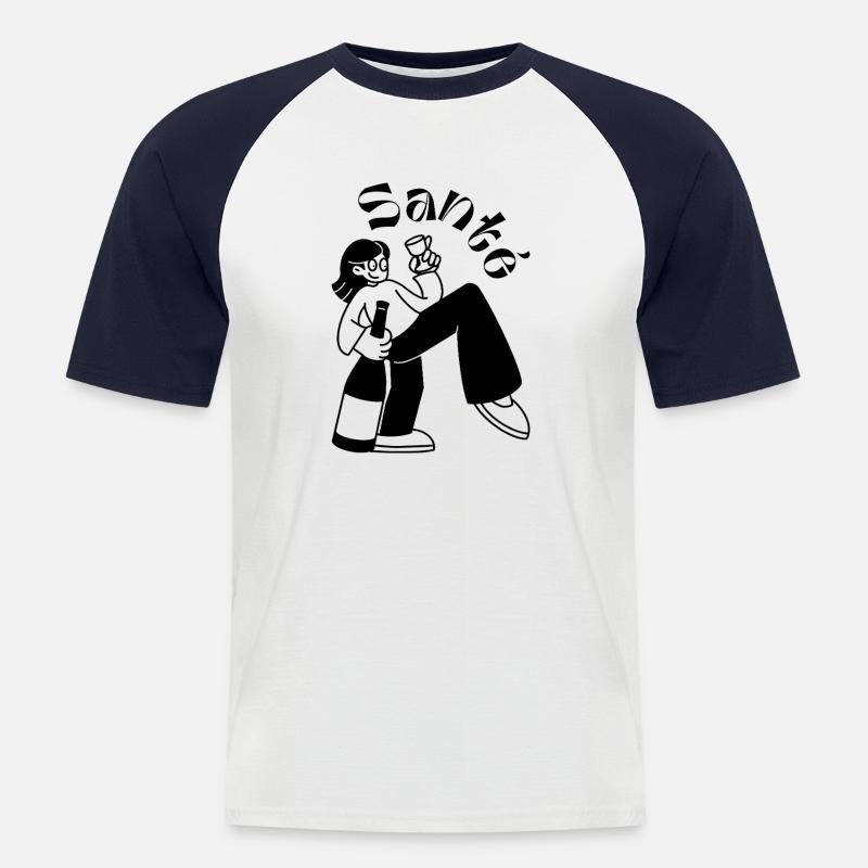 Santé: Das Leben feiern - Männer Baseball-T-Shirt - Weiß/Navy
