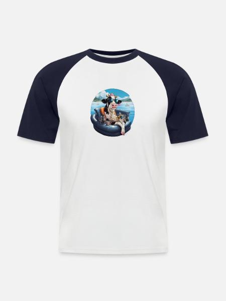 Summer cow - Men's Baseball T-Shirt - white/navy