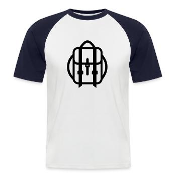 Sac à dos - T-shirt baseball manches courtes Homme - blanc/marine - Devant - Nik (191cm)