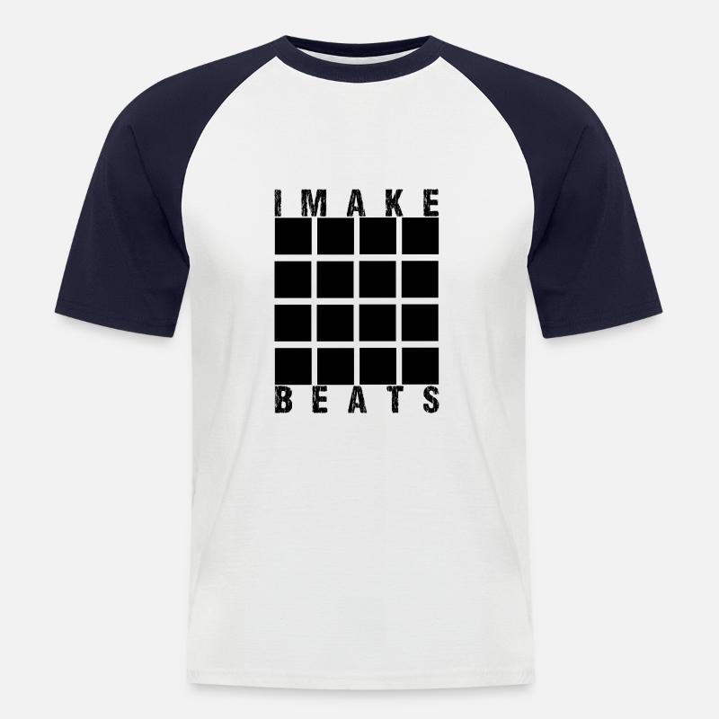 I MAKE BEATS - Männer Baseball-T-Shirt - Weiß/Navy