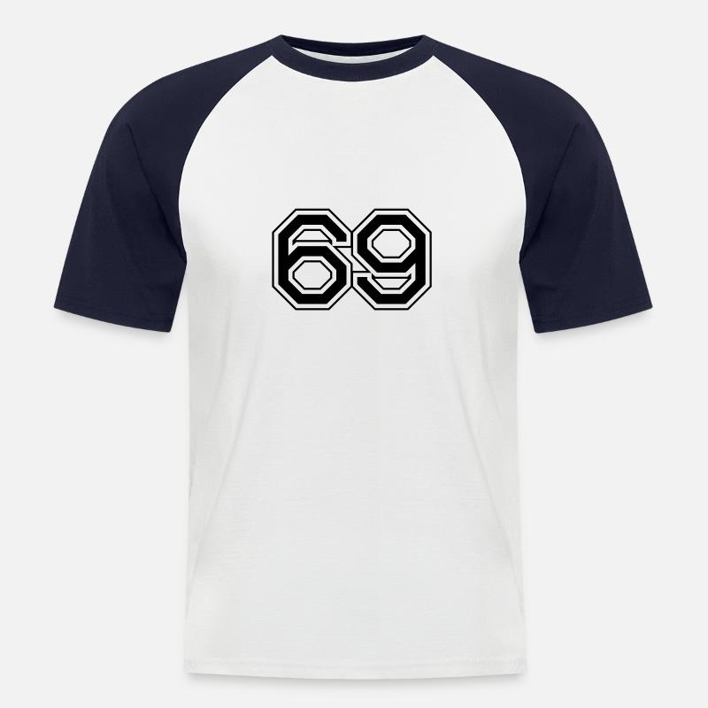 Year 69 - Männer Baseball-T-Shirt - Weiß/Navy