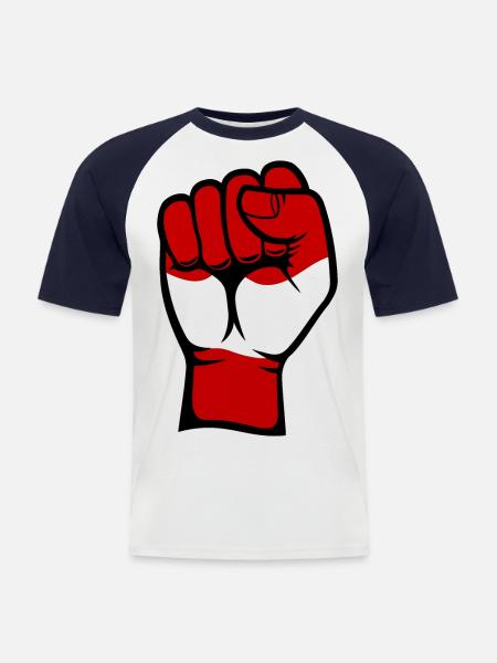 Austria Flag Fist Hand Symbol - Men's Baseball T-Shirt - white/navy