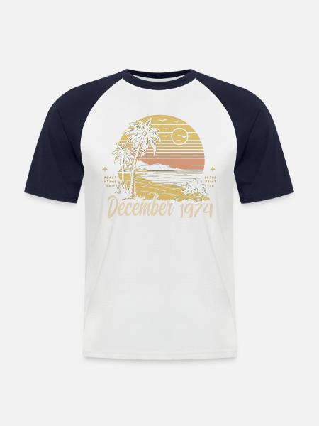 December 1974 Birthday Gift December 1974 - Men's Baseball T-Shirt - white/navy