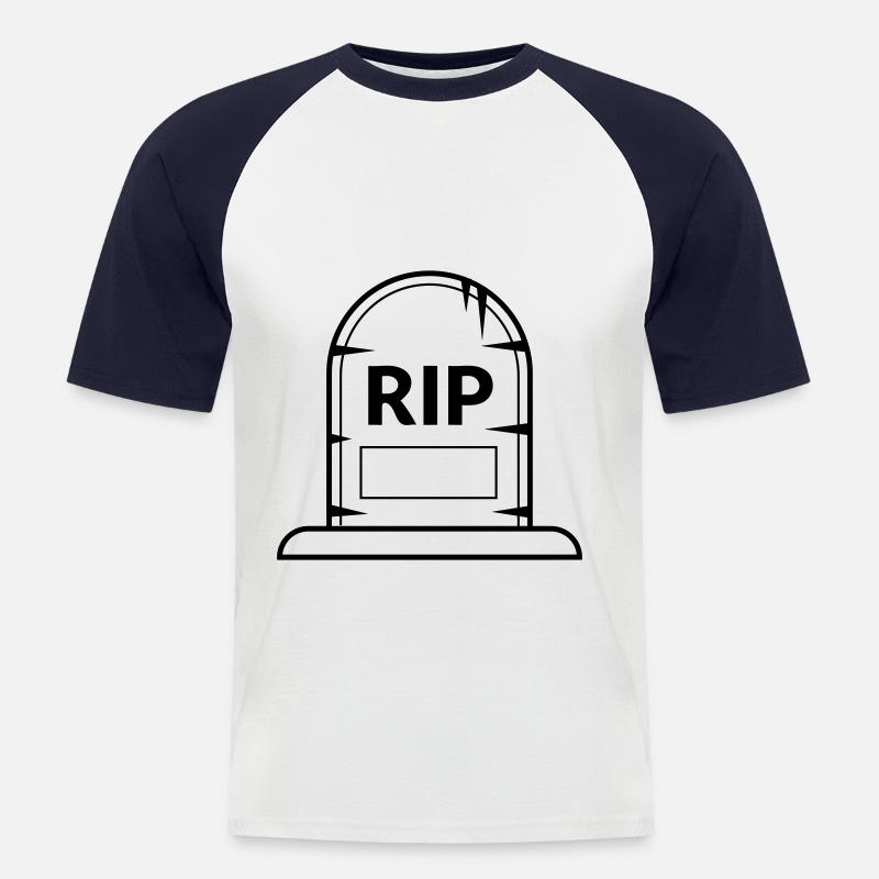 Grabstein - Männer Baseball-T-Shirt - Weiß/Navy