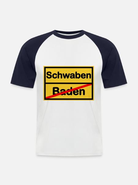 Daheim in Schwaben - Männer Baseball-T-Shirt - Weiß/Navy