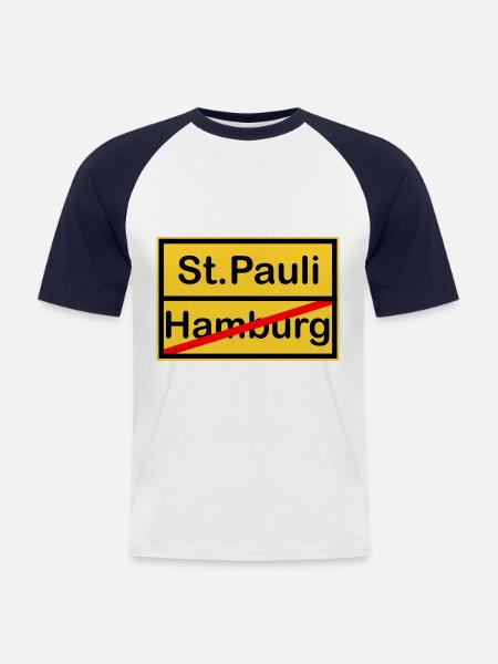 The Pauli supporters - Men's Baseball T-Shirt - white/navy