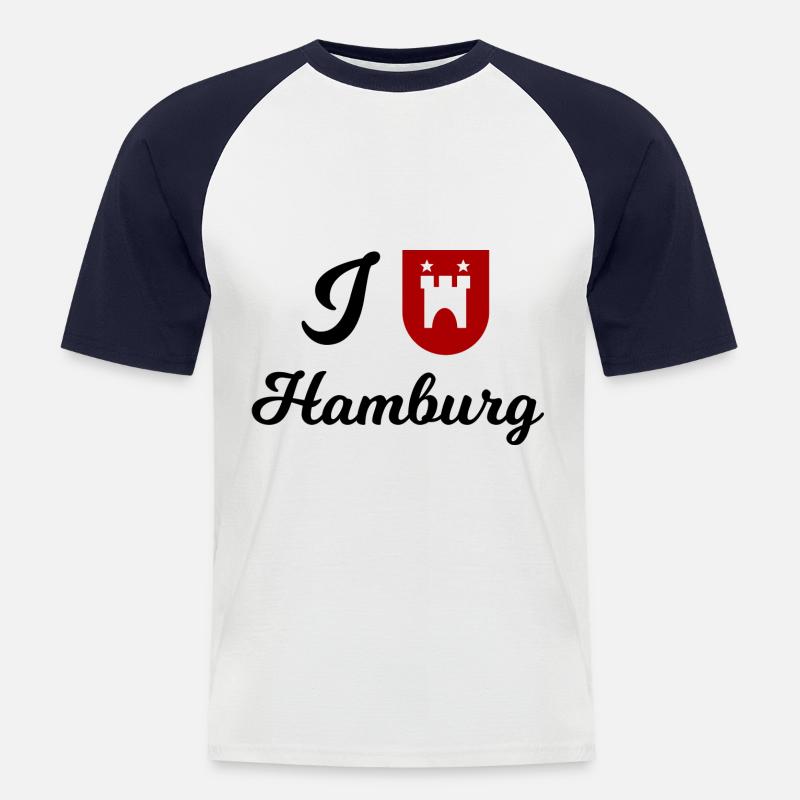 Die Hamburger - Männer Baseball-T-Shirt - Weiß/Navy