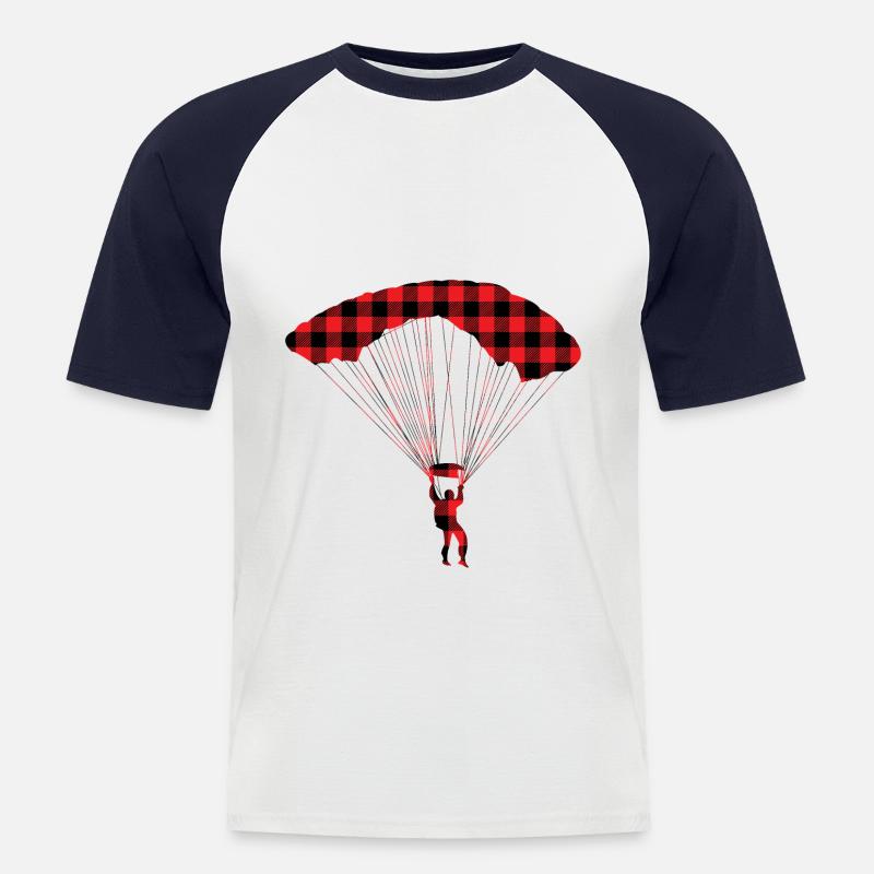 Fallschirm Skydiving Plaid - Männer Baseball-T-Shirt - Weiß/Navy