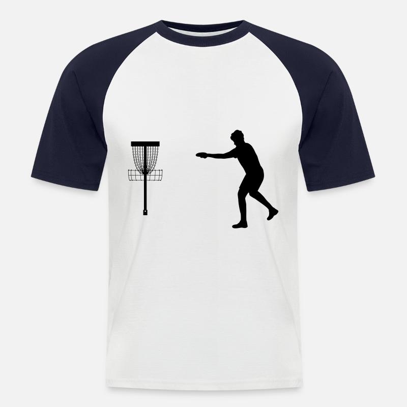 Frisbee Disc Golf Putt - Men's Baseball T-Shirt - white/navy