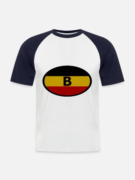 Der Aufkleber für Belgien - Männer Baseball-T-Shirt - Weiß/Navy