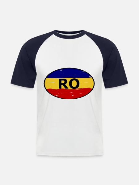 Auflkeber for Romania - Men's Baseball T-Shirt - white/navy